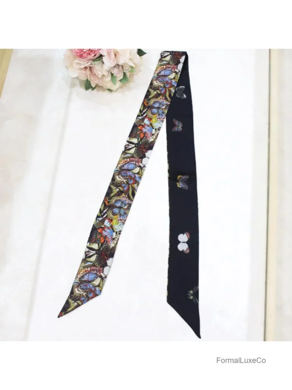 100% Mulberry Silk Scarf Hair Tie Handbag Wrap Narrow Ribbon